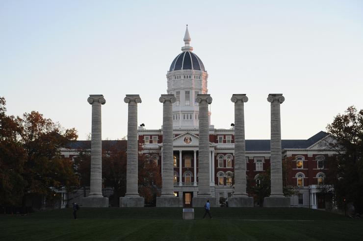 Students are shown walking at the University of Missouri's main campus in Columbia Nov. 9 2015.                    Getty Images  Michael B. Thomas