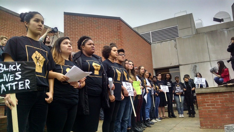 Students rallying at Ithaca College's'Solidarity Walkout'