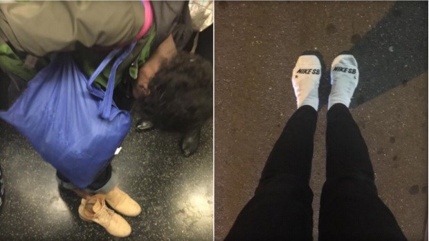 Subway rider inspires us all by offering barefoot homeless woman her own shoes