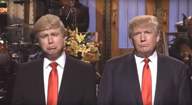 Taran Killam left impersonates Republican Donald Trump right during a recent episode of 'Saturday Night Live.&#39