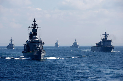 Japan Maritime Self Defense Force Holds Review Of Troops