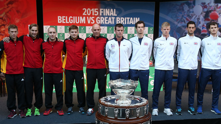 The Great Britain and Belgium Davis Cup team