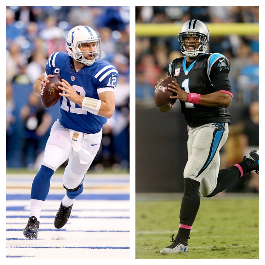 Indianapolis Colts quarterback Andrew Luck Carolina Panthers quarterback Cam Newton