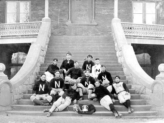 The 1899'Normal School football team with the territorial cup