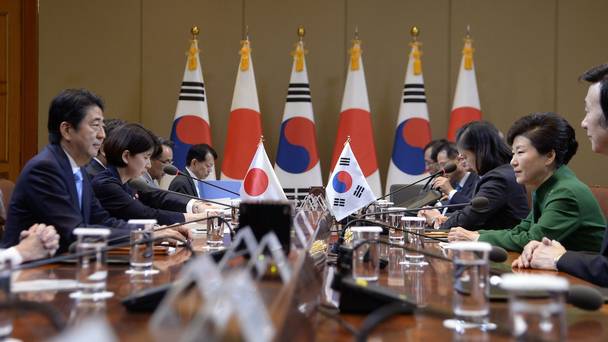 The South Korea  Japan summit at the presidential Blue House in Seoul