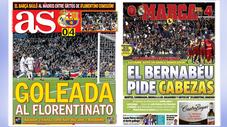 The Spanish press criticised Real Madrid and praised Barcelona in equal measure