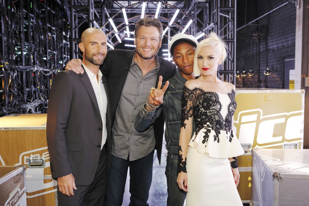 Voice Co Hosts Adam Blake Pharrell Gwen