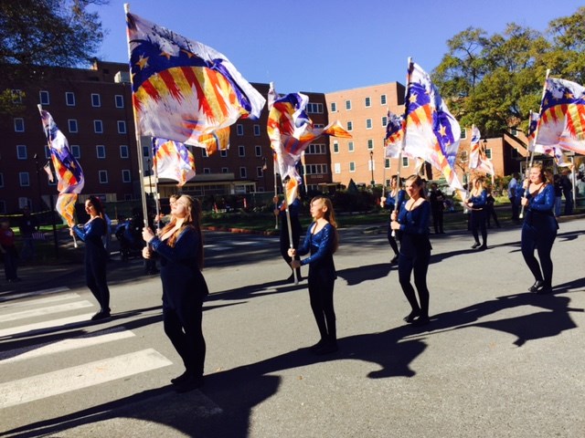 The band from J.C. Carson High School goes past the main building about the VA Medical Center during the Veteran's Day parade in Salisbury