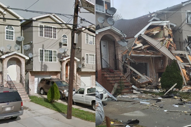 The house at 1035 Magnolia Avenue in Elizabeth New Jersey before and after the explosion