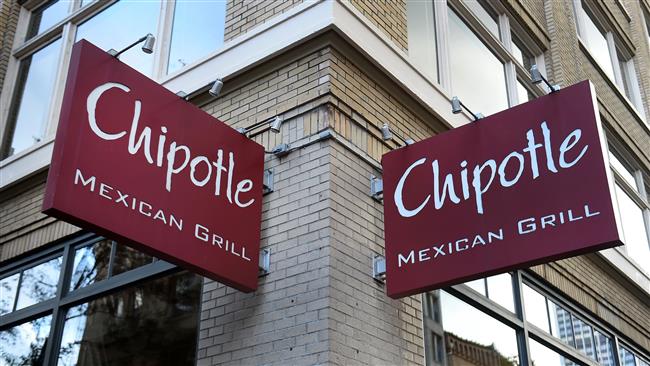 A general view of a Chipotle Mexican Grill store sign in downtown Portland Oregon