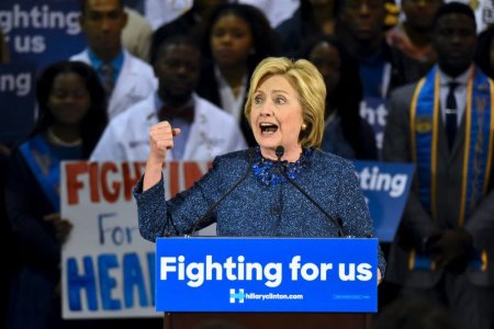 U.S. Democratic presidential candidate Hillary Clinton listens to a question from the audience during a veterans roundtable discussion with the Truman National Security Project at the VFW Hall in Derry New Hampshire