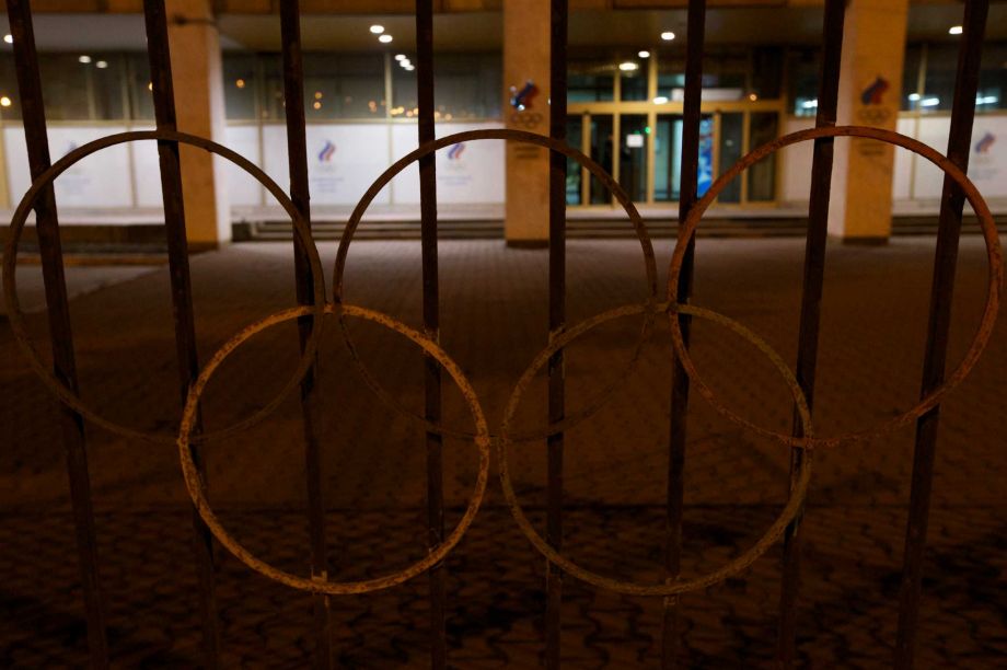 Rusty Olympic rings decorate a fence outside the Russian Olympic committee building in Moscow Russia Monday Nov. 9 2015. Russian track and field athletes could be banned from next year's Olympics in Rio de Janeiro after a devastatingly critical report