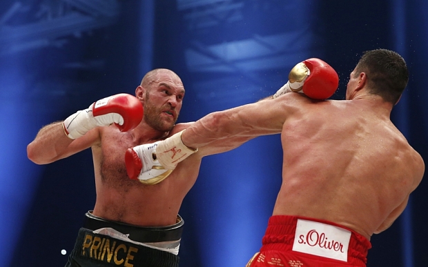 Tyson Fury in action against Wladimir Klitschko during the fight