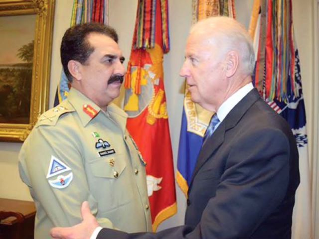 US Vice President Joe Biden receives Gen Raheel at the White House