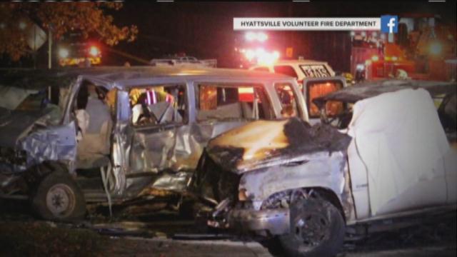 Van in fiery crash that killed 4 injured 14 belongs to small