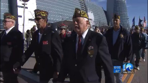 Veterans marching the streets of Virginia Beach at the 2015 Tidewater Veterans Day Parade. WAVY News