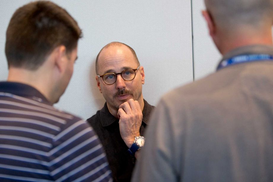 New York Yankees general manager Brian Cashman listens to questions from members of the media after baseball general managers meetings Tuesday Nov. 10 2015 in Boca Raton Fla