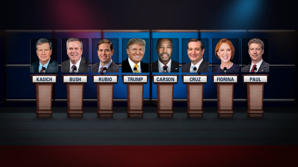 The candidates at the November 10 debate will appear on stage in accordance with their standing in the polls. Donald Trump the frontrunner will appear at center stage flanked by Dr. Ben Carson the runner-up and Florida Senator Marco Rubio in third