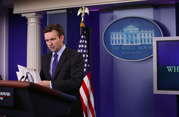 White House Press Secretary Josh Earnest conducts the daily press briefing at James Brady Press Briefing Room of the White House