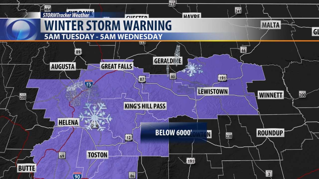 Winter Weather Advisory for central MT