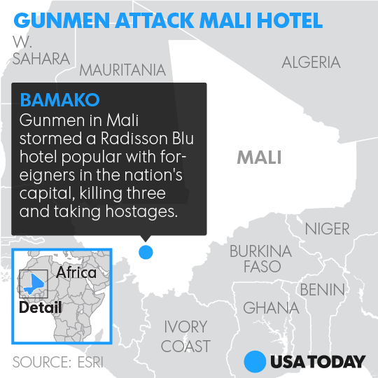 Gunmen 'take hostages' in attack on hotel in Mali capital