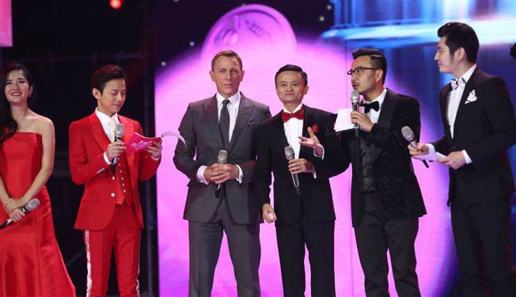 Press/ Getty Images British actor Daniel Craig and Alibaba Chairman Jack Ma at the pre Singles Day ceremony Tuesday in Beijing China