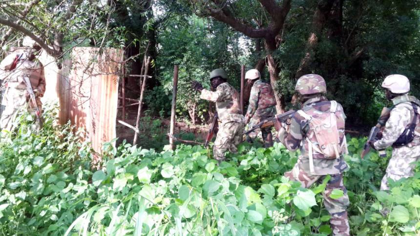 CLEARING BOKO HARAM ENCLAVES ALONG AXIS Nigerian Army troops clearing Boko Haram enclaves along Bitta to Tokumbere Sambisa Forest Borno state