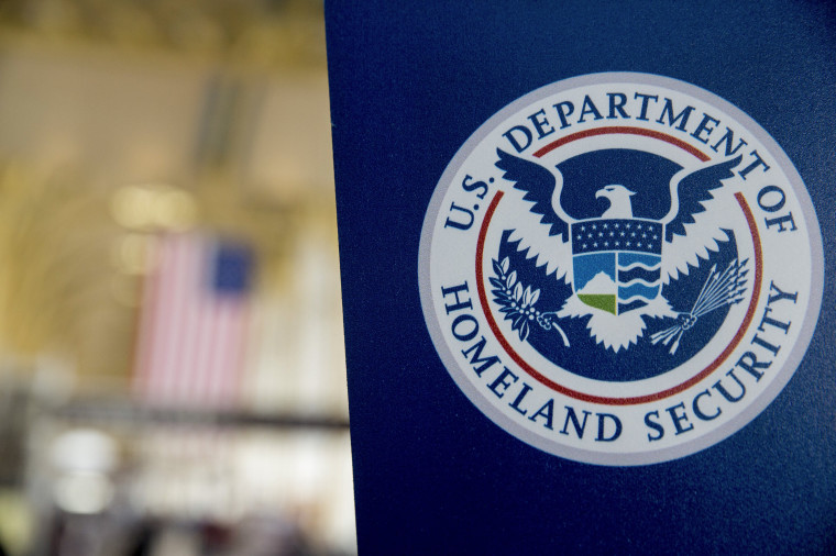 A DHS sign at Ronald Reagan International Airport after the San Bernardino shooting