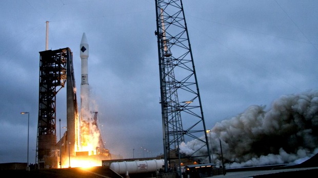 A United Launch Alliance Atlas V rocket lifts off from launch complex 41 at the Cape Canaveral Air Force Station in Cape Canaveral Florida