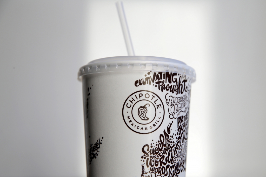 A logo of Chipotle Mexican Grill is seen on one of their cups in Manhattan New York November