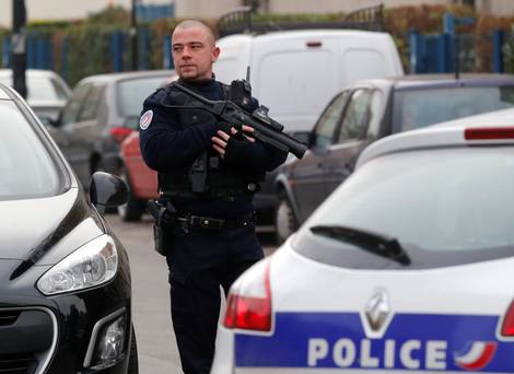 A policeman at the school yesterday