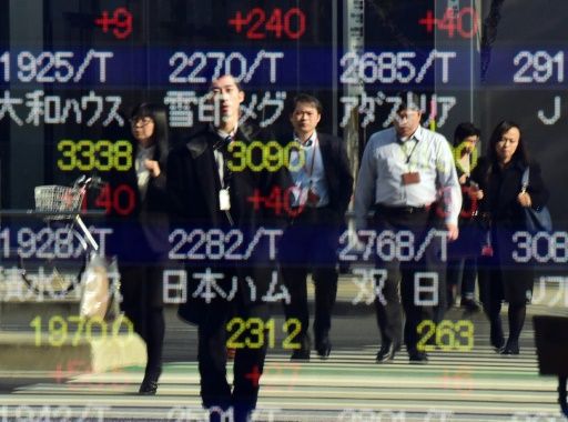 A share prices board in Tokyo