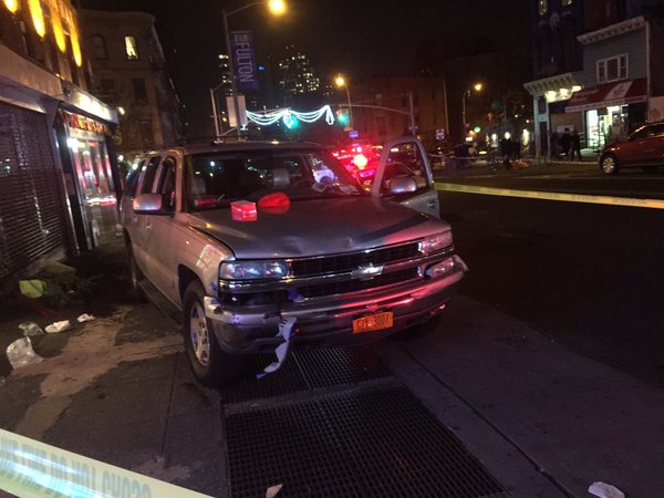 A woman was struck and killed when an SUV jumped a curb in Brooklyn