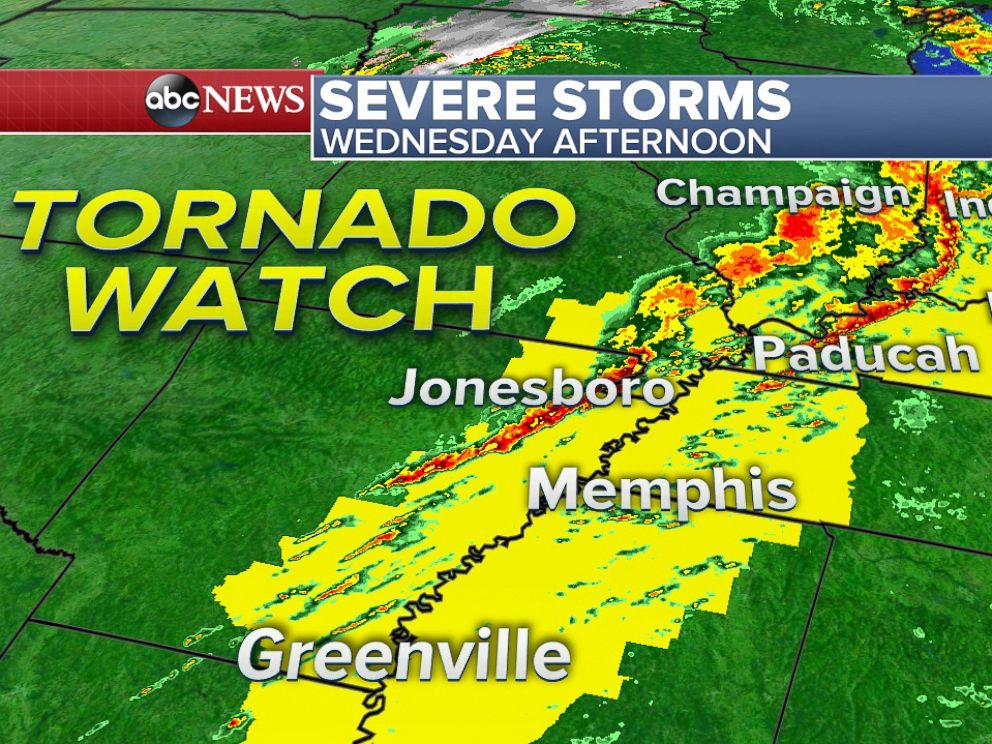 ABCParts of 8 states from Louisiana to Indiana are under a Tornado Watch on Wednesday afternoon