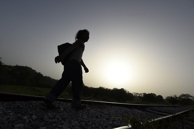 A migrant walks in Chamcamax Chiapas state Mexico