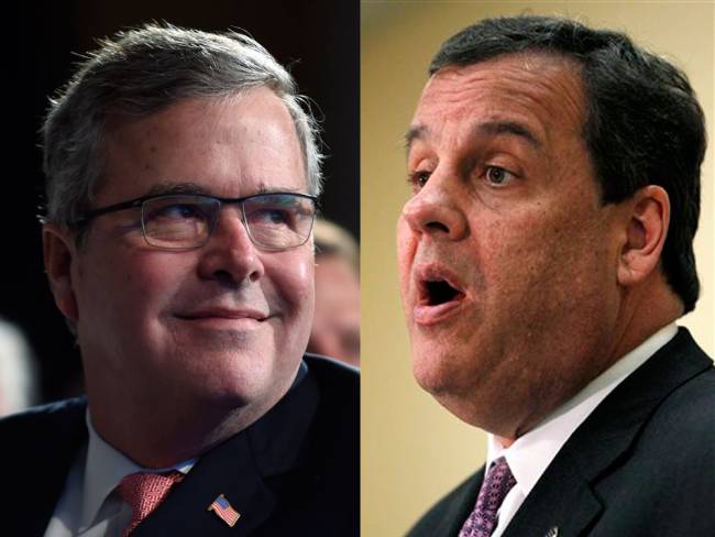 Former Florida Gov. Jeb Bush left and Governor Christie