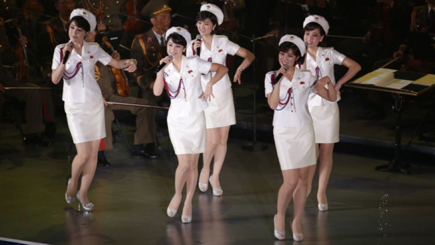 FILE Members of North Korea's Moranbong band sing and dance during a joint performance with the State Merited Chorus in Pyongyang