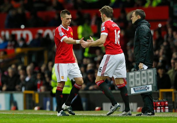 Michael Carrick comes on as a substitute for Morgan Schneiderlin