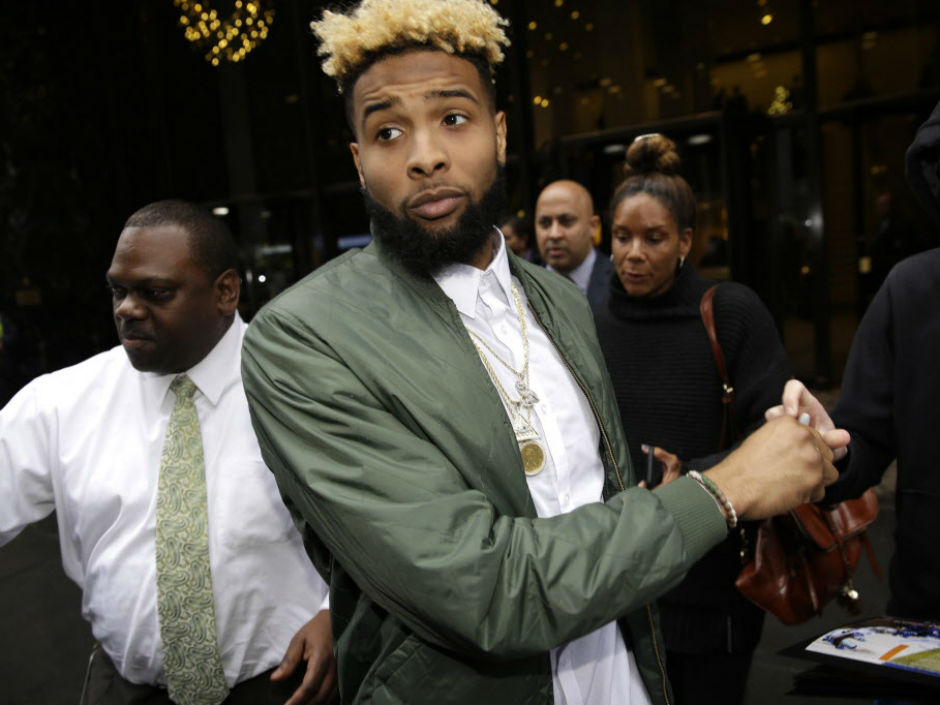 New York Giants’ Odell Beckham Jr. leaves NFL headquarters in New York on Wednesday after the league upheld his suspension for multiple violations of safety-related playing rules against the Carolina Panthers. Beckham will miss the Giants&#039 game Sun