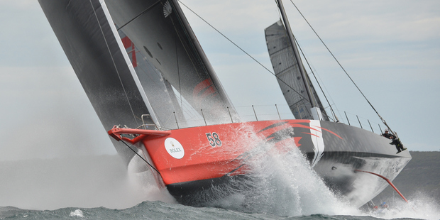 American supermaxi Comanche's crew were forced to make running repairs to the ship's steering overnight