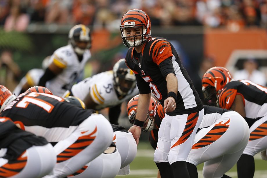 Bengals quarterback AJ Mc Carron calls a play in the first half against the Steelers. Mc Carron gets his first NFL start against the 49ers after Andy Dalton broke his thumb