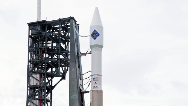 An unmanned Atlas rocket stands ready for a second launch attempt at the Cape Canaveral Air Force Station. Friday's launch wasn't able to go ahead because of wind conditions