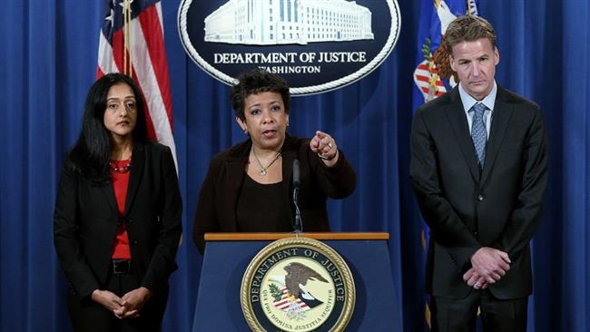 Attorney General Loretta Lynch speaks during a news conference at the Justice Department in Washington Monday