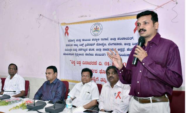 S. Parthiban Medical Consultant of World Health Organisation speaking at a seminar to mark World AIDS Day in Kalaburagion Tuesday