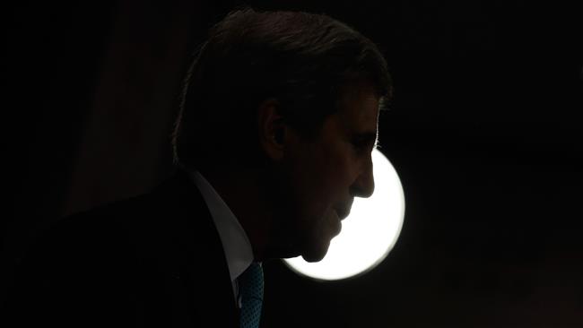 US Secretary of State John Kerry speaks during a press conference on the second day of Foreign Affairs meeting at the NATO headquarters in Brussels