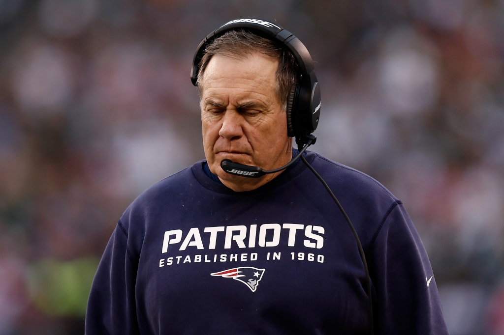 Patriots head coach Bill Belichick looks on during the game against the New York Jets at Met Life Stadium in East Rutherford New Jersey on Dec. 27 2015