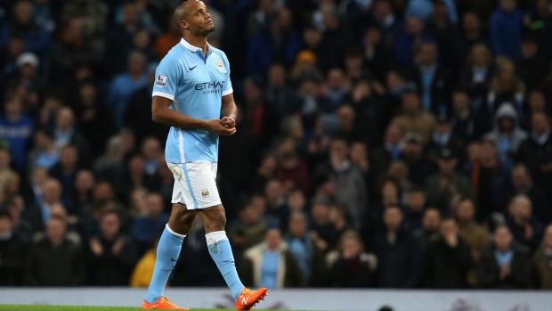 Blow Vincent Kompany walks off the pitch