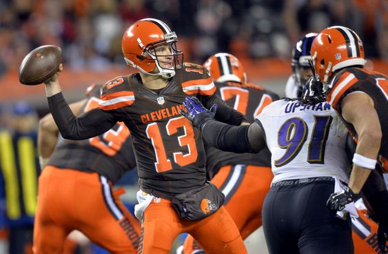 Josh Mc Cown throws in the first half of an NFL football game against the Baltimore Ravens Monday Nov. 30 2015 in Cleveland