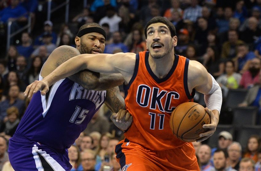 Enes Kanter puts Nikola Jokic on poster stares him down