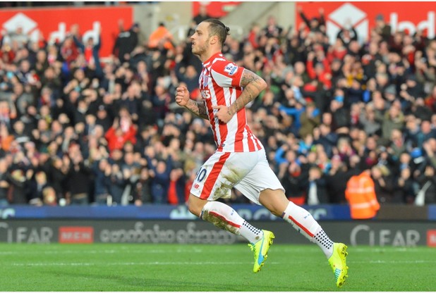 CHRISTMAS CELEBRATIONS Marko Arnautovic celebrates his scorcher against Manchester United